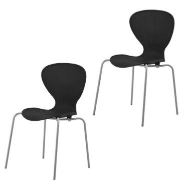 Imagem de Kit 2 Cadeiras Empilháveis Base Aço Tubular Flash - Prima Design