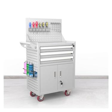 Imagem de Caixa de ferramentas de armazenamento com rodas, armário de armazenamento de ferramentas com 5 gavetas, grande organizador de caixa de ferramentas de metal com trava, carrinho de ferramentas sobre