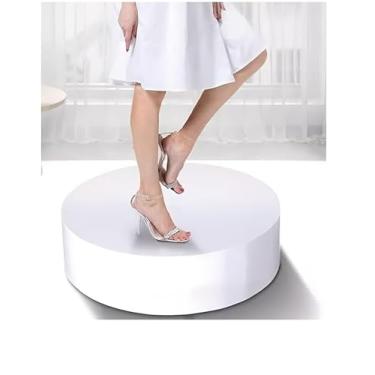 Imagem de Base de exibição cilíndrica de madeira preta e cor leite, coluna redonda de 61 x 20 cm para festa de aniversário, vários usos, centro de mesa resistente, ideal para eventos e decorações