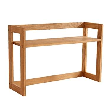 Imagem de Armário de arquivos 2 níveis, estante de madeira para livros, prateleiras, prateleiras de armazenamento, escritório, para casa, cozinha, impressora, suporte, escritório em casa (C 60 x L 20 x A 43,5