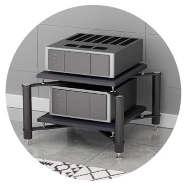 Imagem de Gabinete de áudio HiFi Prateleira AV Suporte de TV MDF de 1/2 camadas - Suporte resistente para toca-discos com espaço para impressora - Móveis multifuncionais para mídia de entretenimento doméstico