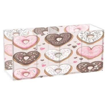 Imagem de Burbuja Porta-canetas de acrílico Valentine Heart Donuts, 4 compartimentos, suporte de lápis transparente para pincéis de maquiagem, acessórios de mesa de escritório em casa