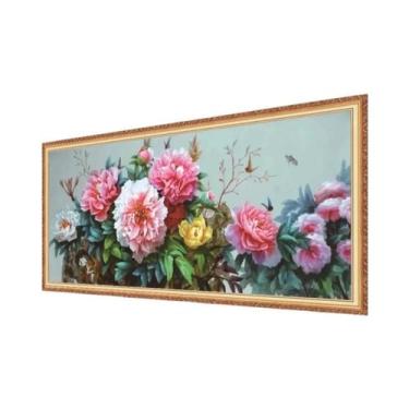 Imagem de Kit De Bordado Em Ponto Cruz Com Flores De Peônia Rosa, Tela Impressa,