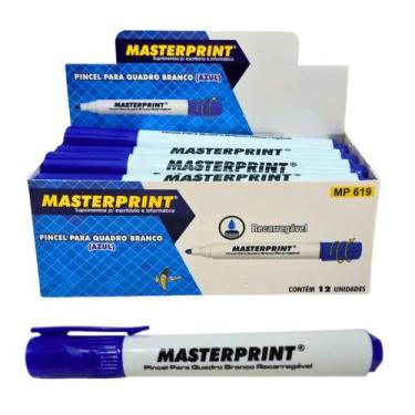 Imagem de Caneta pincel quadro branco recarregavel caixa com 12 unid - Masterpri