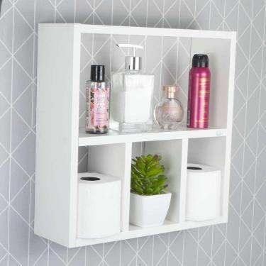 Imagem de Nicho Porta Papel Organizador Para Banheiro Branco 40cm