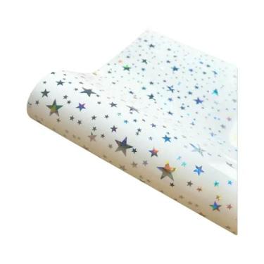 Imagem de Vinil Termocolante TPU/PU Com Listras Neon E Estrelas Em Cores Sortida