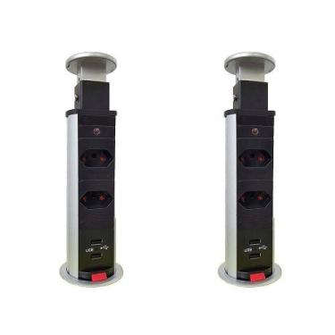 Imagem de Kit 2 Torres de Tomada Multiplug 2 tomadas com 2 entradas USB - NKF