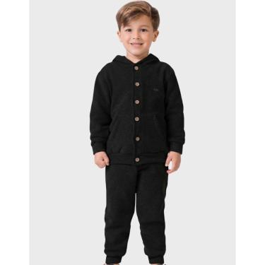 Imagem de Conjunto Elegante Blusão Moda Com Calça Punho Ajustável Azul Frio Inverno - Menino 4 a 10 anos-Masculino