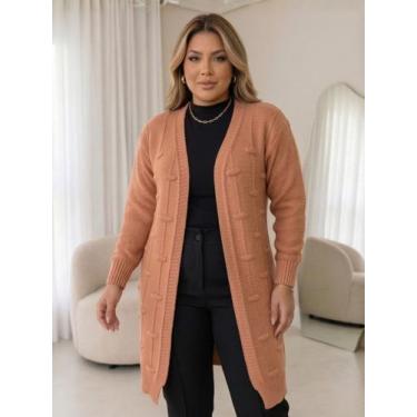 Imagem de Cardigan Tricot Aberto Manga Longa Feminino Inverno Quentinho Elegante
