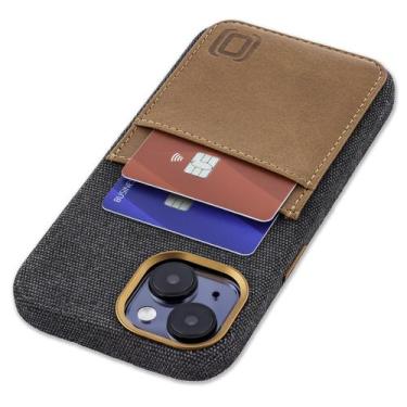 Imagem de Capa de cartão Dockem para iPhone 15 com carteira de couro