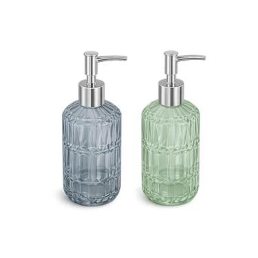 Imagem de Kit 2 Saboneteira Vidro 400ml Porta Sabonete Líquido Frasco Detergente