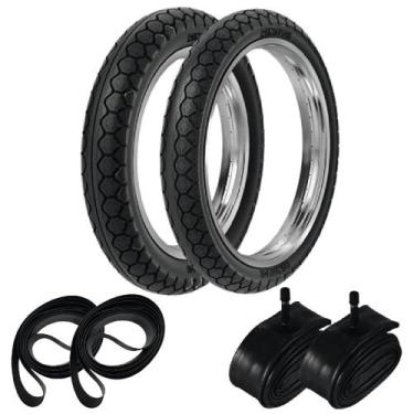 Imagem de Par Pneu Cg 150 Fan 90/90-18 + 275-18 Pd29 Rinaldi + Camaras + Cintas