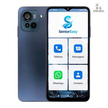 Imagem de Smartphone para Idoso 128Gb/ 4GB RAM 4G Tela Grande, Preto, 128GB