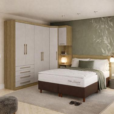 Imagem de Conjunto Quarto Queen 6 Peças Com Base Box E Colchão Avela/cinammon/branco/tabaco