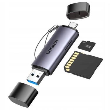 Imagem de Adaptador usb 3.0/tipo c leitor de cartao micro sd/sd cinza cm185 ugre