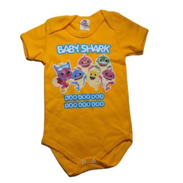 Imagem de Body Bebê Mêsversário Baby Shark tam G Rosa e Amarelo - Manu, Amarelo