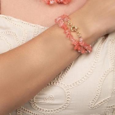 Imagem de Pulseira cascalhos p cherry fecho boia banhado ouro18k - Eliene Joias