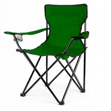 Imagem de Cadeira Dobrável Camping Pesca Verde 120kg com Porta Copos e Bolsa - O