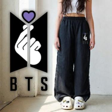 Imagem de Calça BTS Kpop Tecnosport Preta com Linha Lateral Cor:PretaTamanho:P -