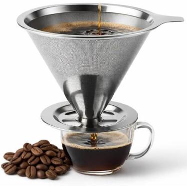 Imagem de Filtro Coador de Café Inox 101/102/103 Com Pegador em Silicone Peneira