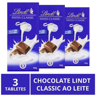 Imagem de Chocolate Lindt Classic, Ao Leite, 3 barras de 100g