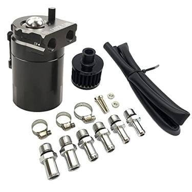Imagem de Latorio Lata universal de captura de óleo de 300 ml de alumínio polidor reservatório para motor tanque de ar com filtro de respiração (preto)