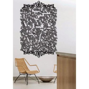 Imagem de Salmo 91 GG 90x60cm LETTERING em Madeira Mdf Aplique de Parede