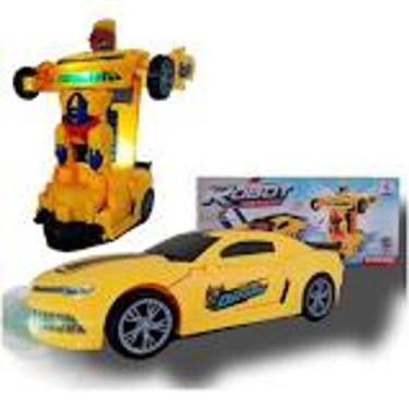 Imagem de Brinquedo Carro Robô Camaro Transformers Carro Bumblebee Vira Robô Bat
