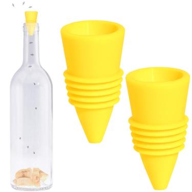 Imagem de Arremesso para garrafa de mosca de frutas – apanhador reutilizável não tóxico para uso interno/externo (amarelo, 2 peças)