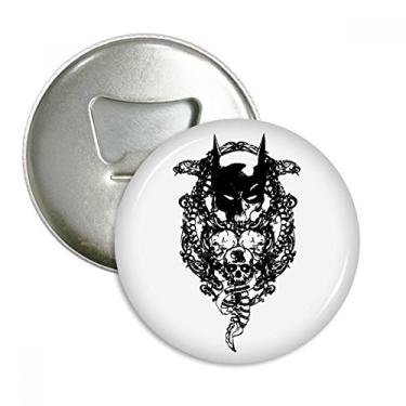 Imagem de Padrão de esqueleto pirata abridor de garrafas ímã de geladeira emblema multifuncional