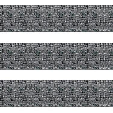 Imagem de Beistle 3 peças de pedra de parede de parede de parede para suprimentos de festa de Halloween felizes, decorações temáticas medievais, 10 x 76 cm, cinza