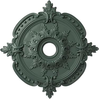 Imagem de Medalhão de teto clássico Ekena Millwork CM28BECBF Benson, 72 cm diâmetro externo x 9,5 cm ID x 4,5 cm P (serve para toldos de até 16,3 cm), Nuvem Burst pintado à mão