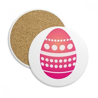 Imagem de Caneca de porta-copos de ovo com tema de religião da Páscoa e manchas rosas, pedra absorvente de proteção de mesa