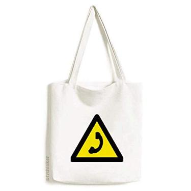 Imagem de Símbolo de aviso amarelo preto sacola de lona sacola de compras bolsa casual bolsa de mão