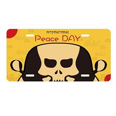 Imagem de DIYthinker Placa de carro de caveira vazada Happy Halloween Decoração de carro Dia da Paz