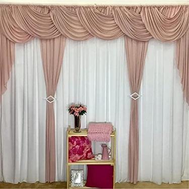 Imagem de Cortina Sedução para Varão em Malha 3,00m x 2,60m Sala Quarto - Rosê