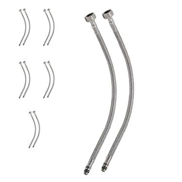 Imagem de Engate Rabicho Monocomando Misturador 80cm Kit 5 Unidades Par Flexível Mangueira Torneira Água Quente Fria Par Banheiro Cozinha