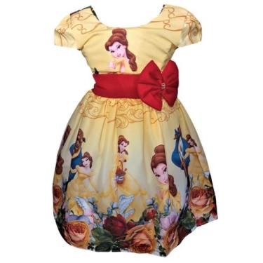 Imagem de Vestido Infantil Festa Temático Princesa Bela E A Fera Luxo - Florata