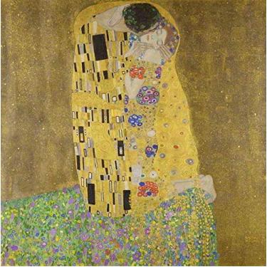 Imagem de Santhatela - O Beijo de Gustav Klimt - Impressão em Tela Canvas para Quadro - Arte para Parede - 75x75 cm - Ouro - Art Nouveau - Adulto
