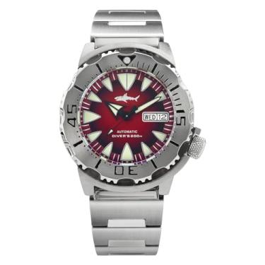 Imagem de Heimdallr Relógios masculinos NH36A, relógio de pulso automático, 200 m, relógio de mergulho, cristal de safira, luminoso, relógio masculino com pulseira de aço inoxidável 316L, Vermelho-V1, Relógio