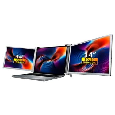Imagem de Daconovo Monitor portátil de tela tripla de 14 polegadas Tela de expansão para laptop Resolução 1920 * 1200 para laptop de 15 a 17 polegadas