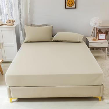 Imagem de Jogo De Lençol 400 Fios Premium 03 Peças, Toque Macio, Antiácaro, Não Faz Bolinha (Caqui, King)