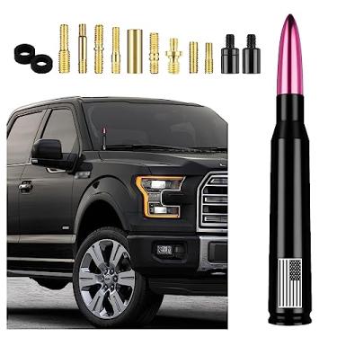 Imagem de Antena de bala de carro, acessórios de decoração exterior de caminhão, tampas de antena [novo design de bandeira atualizado] Sinal de rádio AM/FM para carro, SUV, caminhão, a maioria dos carros de automóveis, acessórios de substituição (rosa)