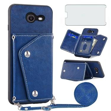 Imagem de Asuwish Capa de telefone para Samsung Galaxy J7 Prime 2017 J 7 Skypro Sky Pro J7V V S727VL Capa carteira com protetor de tela, suporte para cartão de crédito, alça transversal para celular Halo 7J