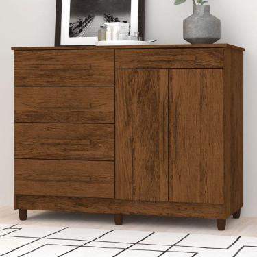 Imagem de Cômoda Jasper 2 Portas 5 Gavetas Imbuia Rústico - Panorama Móveis