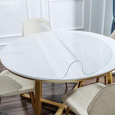 Imagem de Tapete de mesa redondo de PVC, toalha de mesa transparente, protetor de mesa transparente e fácil de limpar, plástico cristal, antiderrapante, grosso, protege móveis de mesa para cozinha e restaurante
