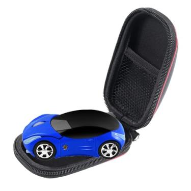 Imagem de elec Space Mouse óptico ergonômico em formato de carro esportivo 3D sem fio, mini para crianças, mouse de computador para laptop, PC com capa (azul)