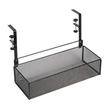 Imagem de WeiLaiKeQi Sob a Mesa de Armazenamento Titular Braçadeira Na Mesa Organização Malha Ferro Resistente Sob Mesa Rack Armazenamento Lateral para Banheiro Escola Acc, preto, Tamanho real