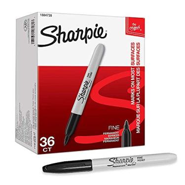 Imagem de SHARPIE Marcador Permanente De Ponta Fina, Ponta Fina Preta Com Marcador Permanente De Secagem Rápida/À Prova D'Água - 36 Unidades (Pacote Com 1) 1 Pacote Preto