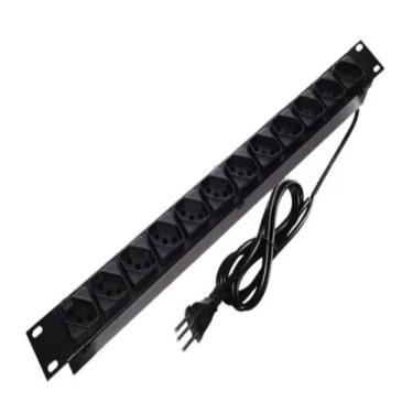 Imagem de Regua Rack 19 12 Tomadas Bivolt 110V E 220V 10A Nova